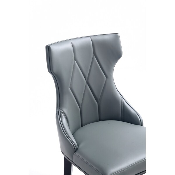 Manhattan Comfort Reine Faux Leather Dining Chair in Pebble Grey- Set of 4 - 2-DC007-PE