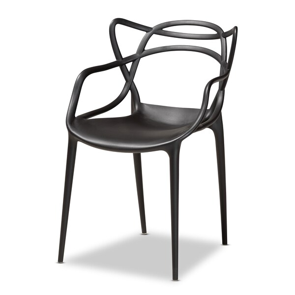 Baxton Studio Landry ModernBlack Finished Polypropylene Plastic 4-Piece Stackable Dining Chair Set - 192-4PC-12027-ZORO