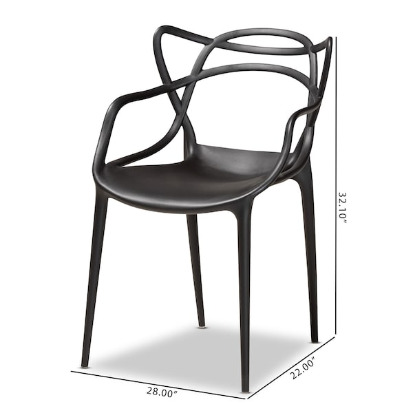 Baxton Studio Landry ModernBlack Finished Polypropylene Plastic 4-Piece Stackable Dining Chair Set - 192-4PC-12027-ZORO