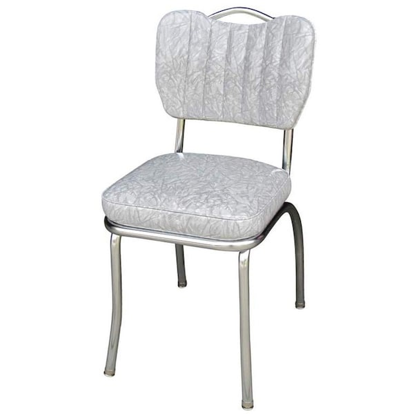 Richardson Seating Corp Richardson Seating Corp 4260CIG 4260 Handle Back Diner Chair -Cracked Ice Grey- with Single Tone Channel Back and 2 in. Box Seat  - Chrome - 4260CIG
