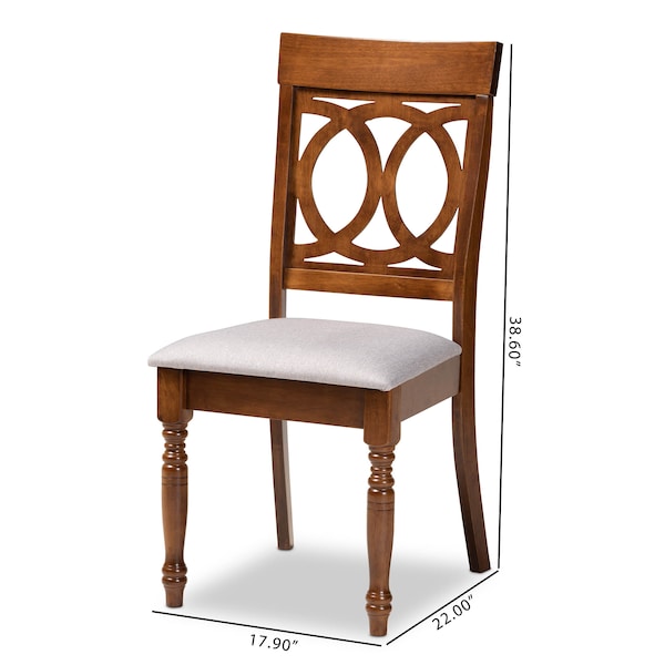 Baxton Studio Lucie Grey Upholstered and Walnut Wood 4-Piece Dining Chair Set - 171-9877