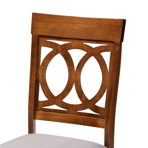 Baxton Studio Lucie Grey Upholstered and Walnut Wood 4-Piece Dining Chair Set - 171-9877