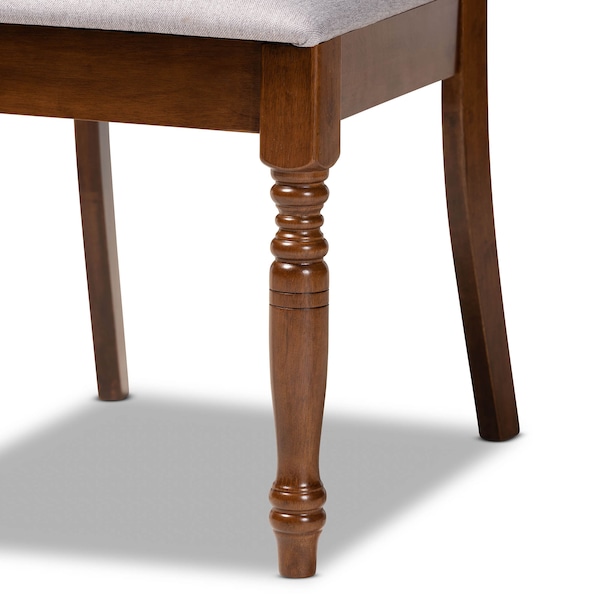 Baxton Studio Lucie Grey Upholstered and Walnut Wood 4-Piece Dining Chair Set - 171-9877