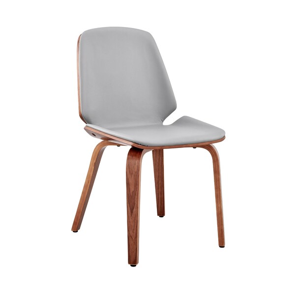 Armen Living Brinley Gray Faux Leather and Walnut Wood Dining Room Accent Chair - LCBNSIWAGR