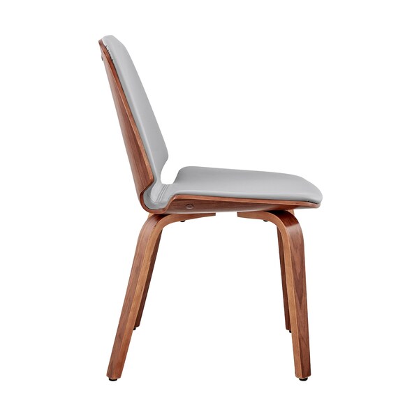 Armen Living Brinley Gray Faux Leather and Walnut Wood Dining Room Accent Chair - LCBNSIWAGR