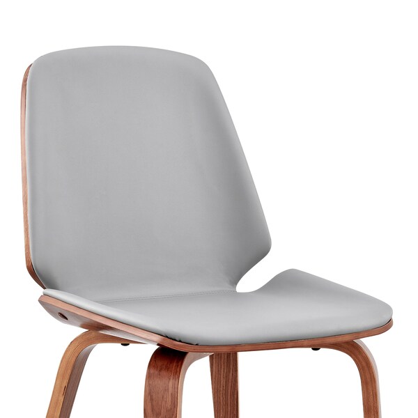 Armen Living Brinley Gray Faux Leather and Walnut Wood Dining Room Accent Chair - LCBNSIWAGR