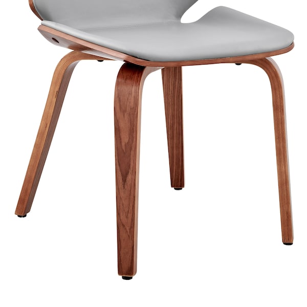 Armen Living Brinley Gray Faux Leather and Walnut Wood Dining Room Accent Chair - LCBNSIWAGR