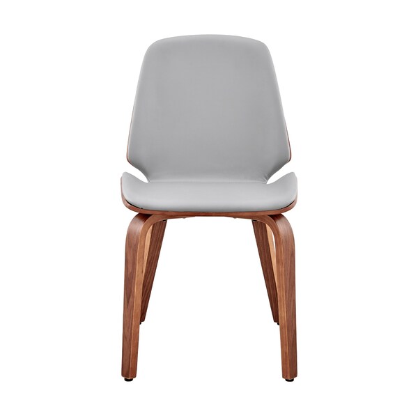 Armen Living Brinley Gray Faux Leather and Walnut Wood Dining Room Accent Chair - LCBNSIWAGR