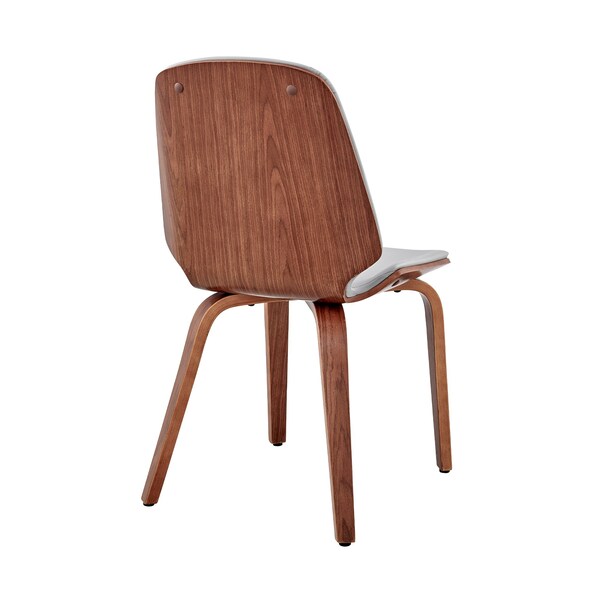 Armen Living Brinley Gray Faux Leather and Walnut Wood Dining Room Accent Chair - LCBNSIWAGR