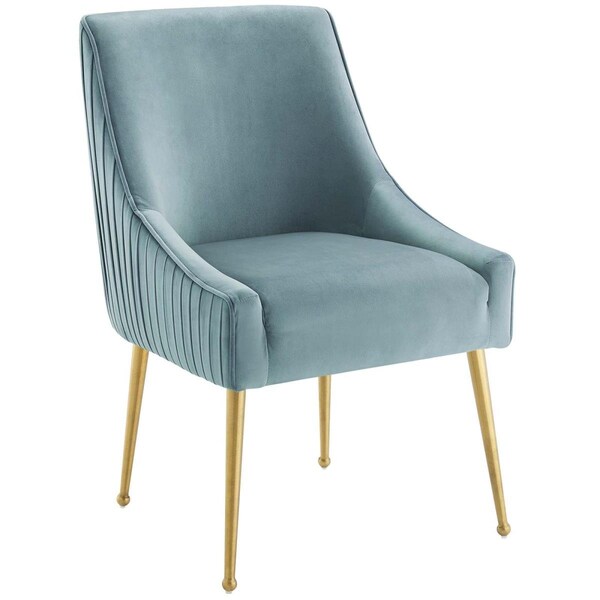 Modway Furniture Discern Pleated Back Upholstered Performance Velvet Dining Chair, Light Blue - EEI-3509-LBU