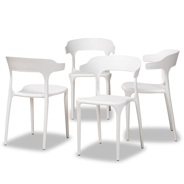 Baxton Studio Gould Modern Transtional White Plastic Dining Chair Set (4PC) - 193-4PC-12025-ZORO