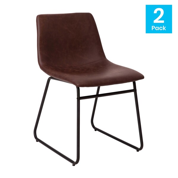 Flash Furniture 18" Dark Brown LeatherSoft Dining Chairs, 2PK - ET-ER18345-18-DB-BK-GG