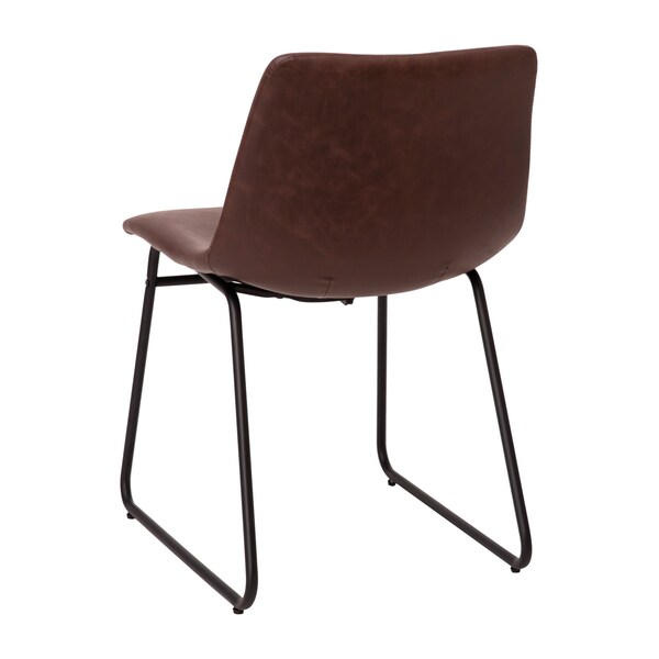 Flash Furniture 18" Dark Brown LeatherSoft Dining Chairs, 2PK - ET-ER18345-18-DB-BK-GG