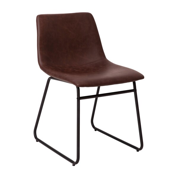 Flash Furniture 18" Dark Brown LeatherSoft Dining Chairs, 2PK - ET-ER18345-18-DB-BK-GG