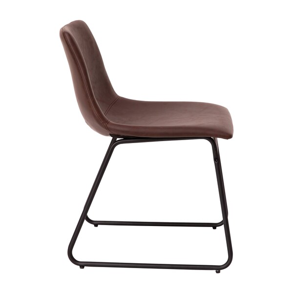 Flash Furniture 18" Dark Brown LeatherSoft Dining Chairs, 2PK - ET-ER18345-18-DB-BK-GG