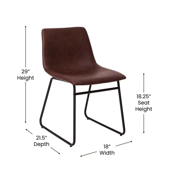 Flash Furniture 18" Dark Brown LeatherSoft Dining Chairs, 2PK - ET-ER18345-18-DB-BK-GG