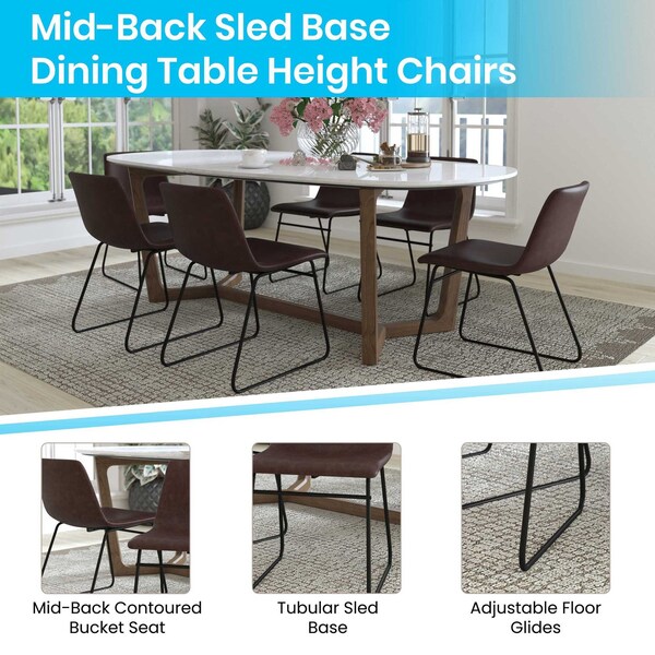 Flash Furniture 18" Dark Brown LeatherSoft Dining Chairs, 2PK - ET-ER18345-18-DB-BK-GG