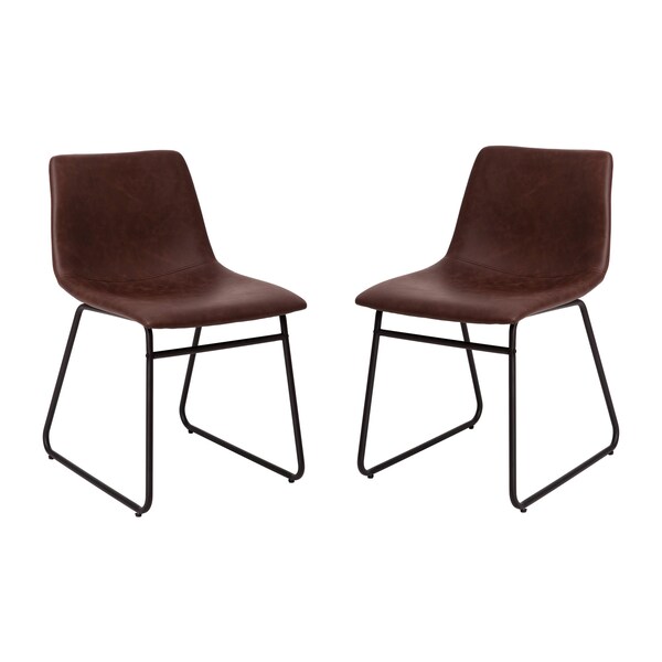 Flash Furniture 18" Dark Brown LeatherSoft Dining Chairs, 2PK - ET-ER18345-18-DB-BK-GG