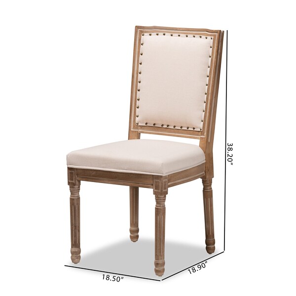 Baxton Studio Louane Traditional Beige Fabric Upholstered and Antique Brown Finished Wood Dining Chair Set(2PC) PR - 200-2PC-12334-ZORO