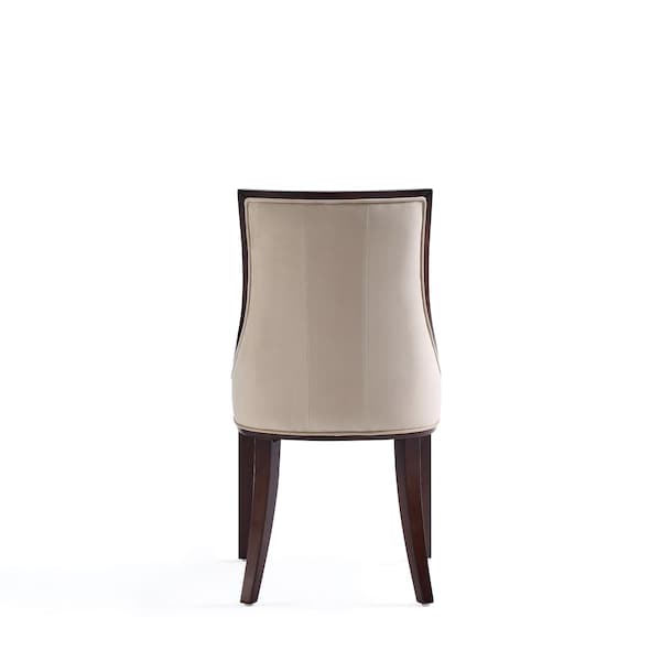 Manhattan Comfort Fifth Avenue Faux Leather and Velvet Dining Chair in Tan and Walnut - Set of 4 - 2-DC008-TN