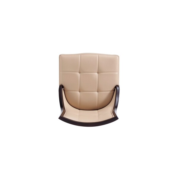 Manhattan Comfort Fifth Avenue Faux Leather and Velvet Dining Chair in Tan and Walnut - Set of 4 - 2-DC008-TN