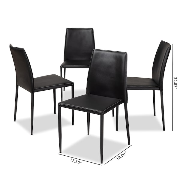 Baxton Studio Pascha Modern Black Faux Leather Upholstered Dining Chair, PK4 - 146-8787