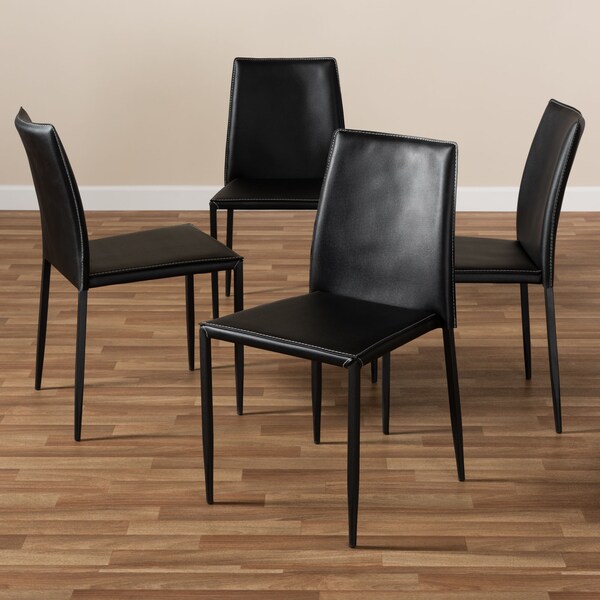 Baxton Studio Pascha Modern Black Faux Leather Upholstered Dining Chair, PK4 - 146-8787