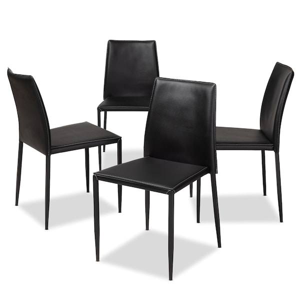 Baxton Studio Pascha Modern Black Faux Leather Upholstered Dining Chair, PK4 - 146-8787