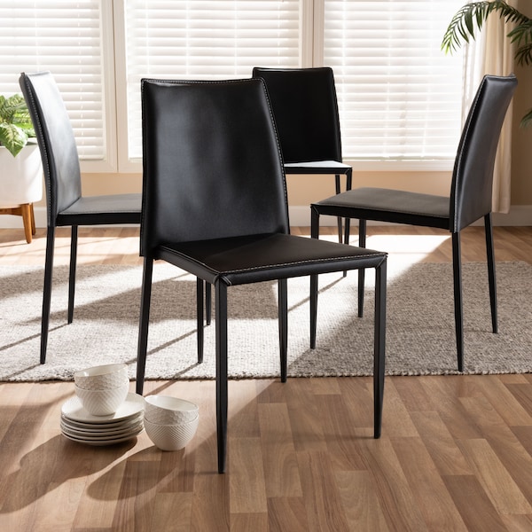 Baxton Studio Pascha Modern Black Faux Leather Upholstered Dining Chair, PK4 - 146-8787