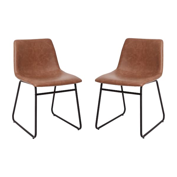 Flash Furniture 18" Light Brown LeatherSoft Dining Chairs, 2PK - ET-ER18345-18-LB-BK-GG