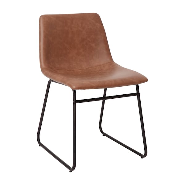 Flash Furniture 18" Light Brown LeatherSoft Dining Chairs, 2PK - ET-ER18345-18-LB-BK-GG