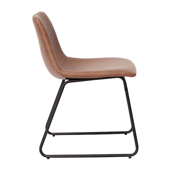 Flash Furniture 18" Light Brown LeatherSoft Dining Chairs, 2PK - ET-ER18345-18-LB-BK-GG