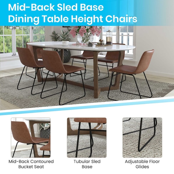 Flash Furniture 18" Light Brown LeatherSoft Dining Chairs, 2PK - ET-ER18345-18-LB-BK-GG