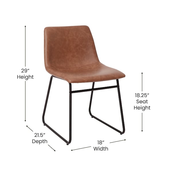 Flash Furniture 18" Light Brown LeatherSoft Dining Chairs, 2PK - ET-ER18345-18-LB-BK-GG