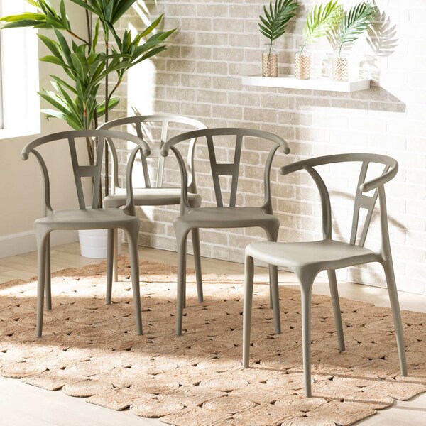 Baxton Studio Warner ModernBeige Plastic Dining Chair Set (4PC) - 194-4PC-12038-ZORO
