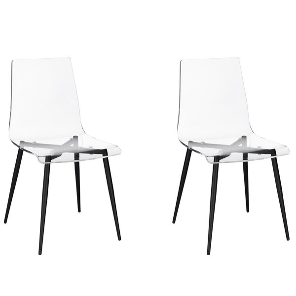 Progressive Furniture A La Carte Set of 2 Clear Acrylic Dining Chairs With Black Metal Base - A626-41B
