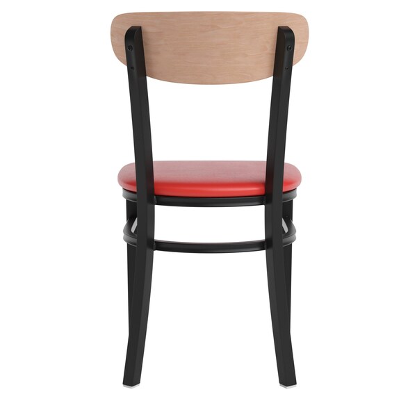 Flash Furniture Red Vinyl Dining Chairs - Walnut Wood Backs, 2PK - 2-XU-DG6V5RDV-NAT-GG