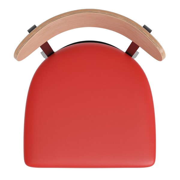 Flash Furniture Red Vinyl Dining Chairs - Walnut Wood Backs, 2PK - 2-XU-DG6V5RDV-NAT-GG
