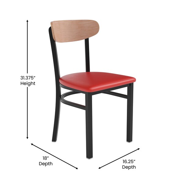 Flash Furniture Red Vinyl Dining Chairs - Walnut Wood Backs, 2PK - 2-XU-DG6V5RDV-NAT-GG