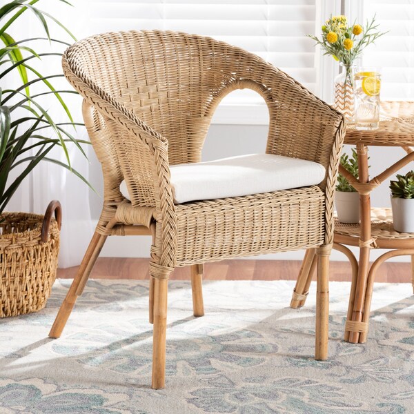 Baxton Studio Abbey Modern Bohemian Natural Brown Antique Rattan Dining Chair - 219-12717-ZORO