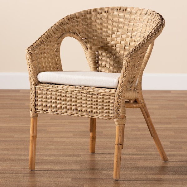 Baxton Studio Abbey Modern Bohemian Natural Brown Antique Rattan Dining Chair - 219-12717-ZORO