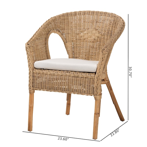 Baxton Studio Abbey Modern Bohemian Natural Brown Antique Rattan Dining Chair - 219-12717-ZORO