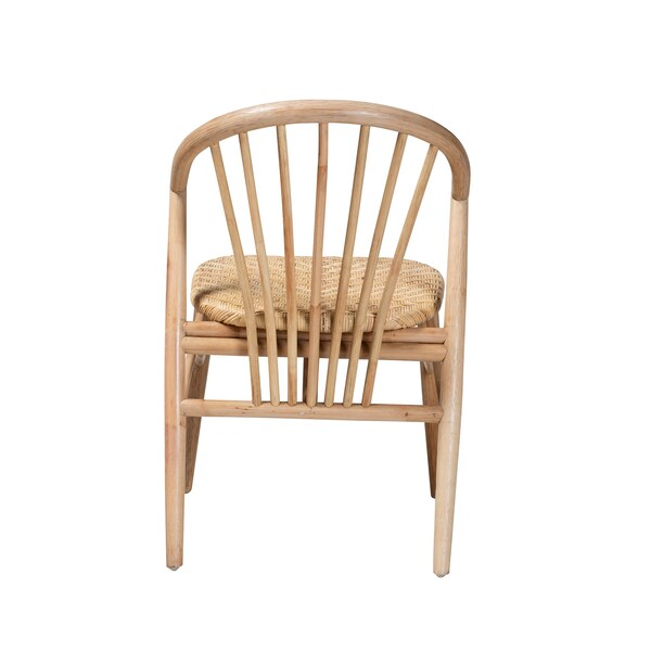 Baxton Studio Kobe MidCentury Modern Natural Brown Finished Wood and Rattan Dining Chair - 224-12834-ZORO