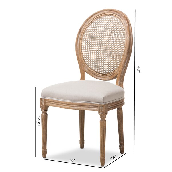 Baxton Studio Adelia Oak Finish Wood and Beige Upholstered Dining Side Chair - 133-7335
