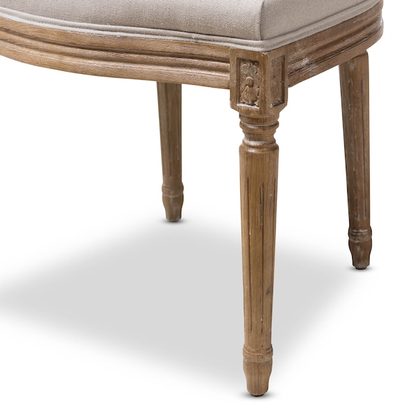 Baxton Studio Adelia Oak Finish Wood and Beige Upholstered Dining Side Chair - 133-7335