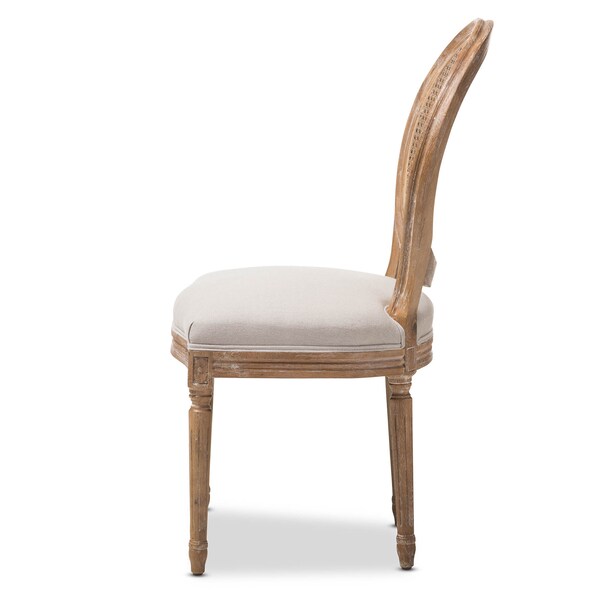 Baxton Studio Adelia Oak Finish Wood and Beige Upholstered Dining Side Chair - 133-7335