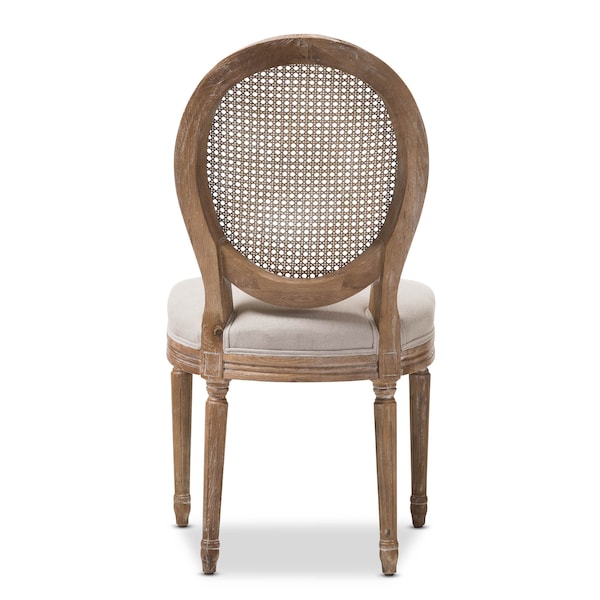 Baxton Studio Adelia Oak Finish Wood and Beige Upholstered Dining Side Chair - 133-7335