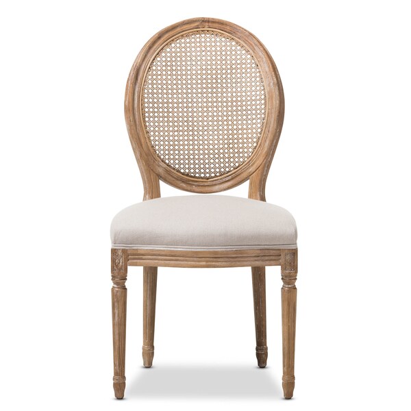 Baxton Studio Adelia Oak Finish Wood and Beige Upholstered Dining Side Chair - 133-7335