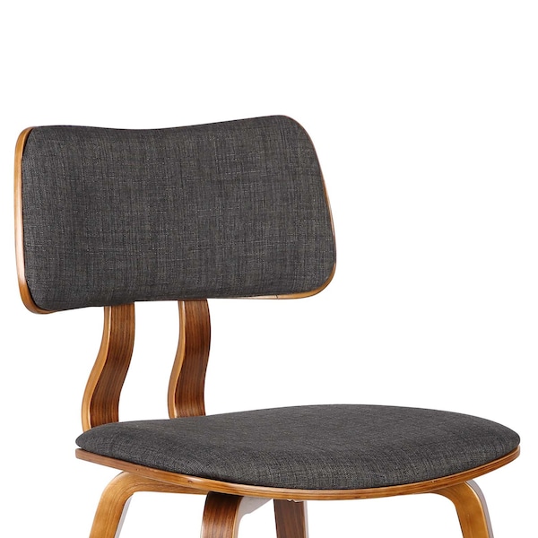 Armen Living Jaguar Mid-Century Dining Chair in Walnut Wood and Charcoal Fabric - LCJASIWACH