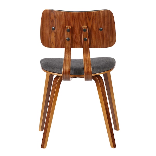 Armen Living Jaguar Mid-Century Dining Chair in Walnut Wood and Charcoal Fabric - LCJASIWACH